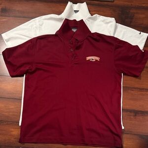 Nike Maroon and White Polo Shirt Duo